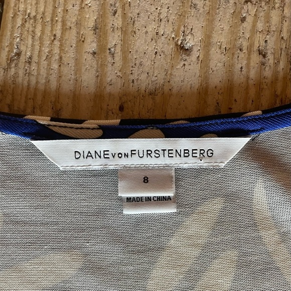 Diane Von Furstenburg DVF Blue Kaden Rivera Buds Leaf Silk Dress Size 8 - Picture 11 of 14